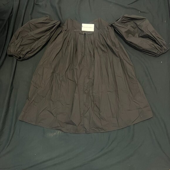 -NWT- BIRD & KNOLL PARKER COTTON POPLIN OFF-THE-SHOUDER DRESS IN BLACK SZ M - Picture 4 of 4